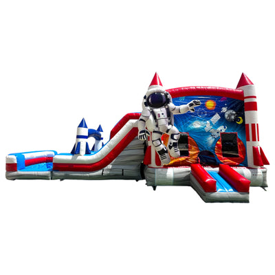 Astronaut Dual Lane Commercial Inflatable Combo (Wet/Dry) - BounceWave Inflatable Sales