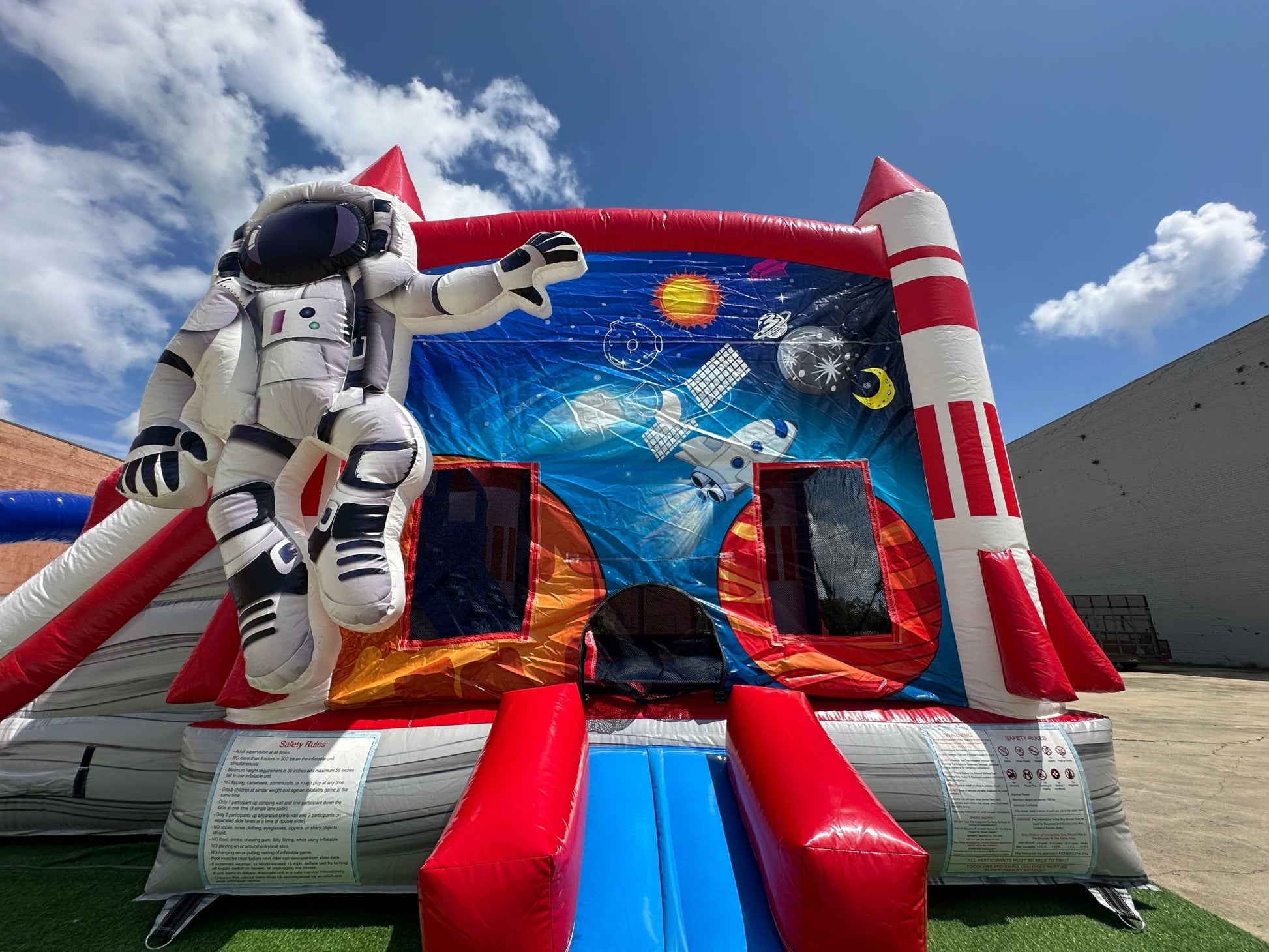 Astronaut Dual Lane Commercial Inflatable Combo (Wet/Dry) - BounceWave Inflatable Sales