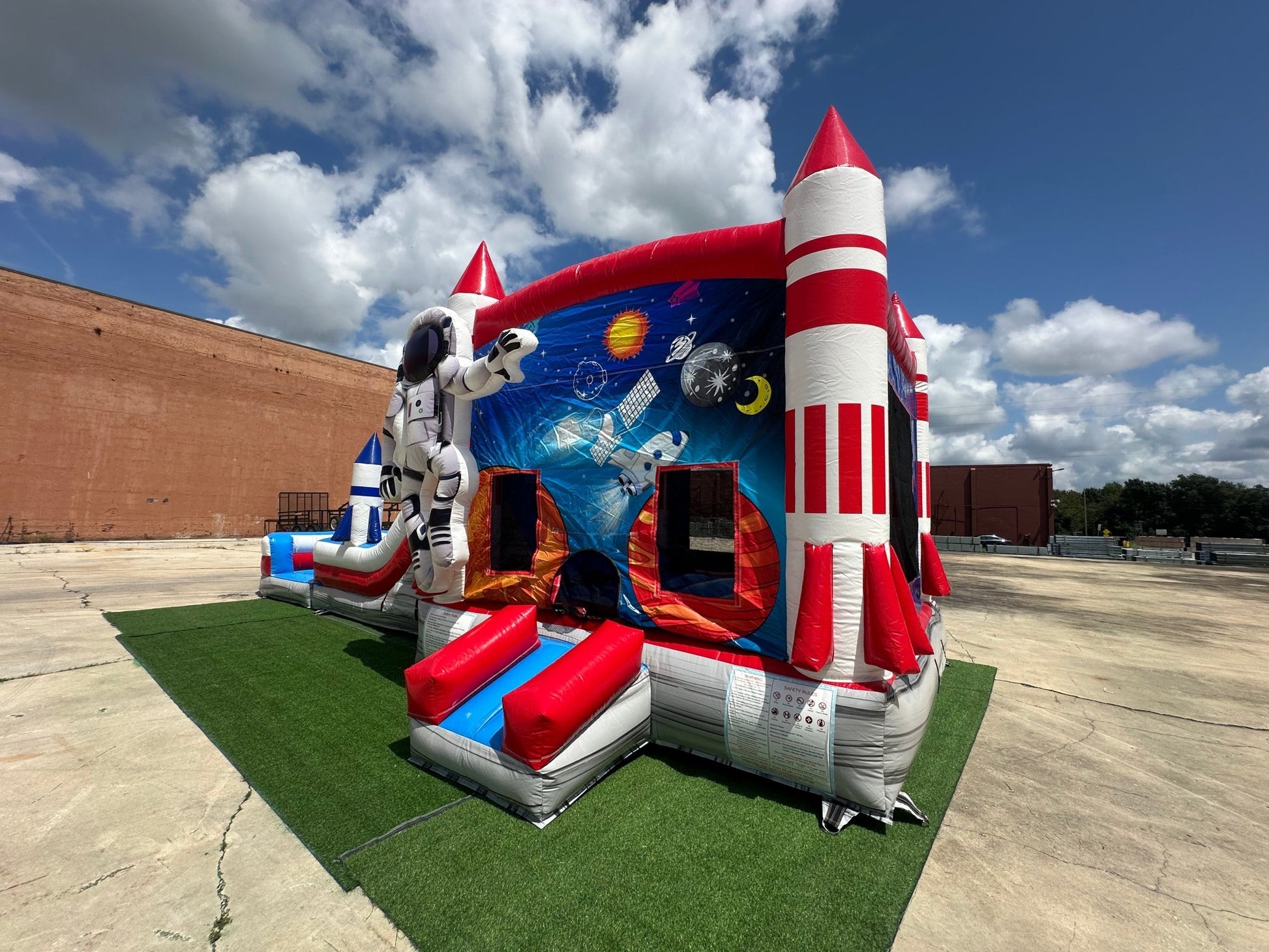 Astronaut Dual Lane Commercial Inflatable Combo (Wet/Dry) - BounceWave Inflatable Sales