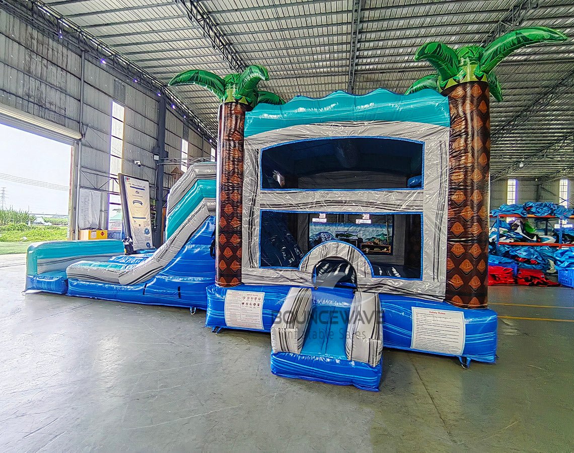 Bahama Blast Dual Lane Commercial Inflatable Combo (Wet/Dry) - BounceWave Inflatable Sales