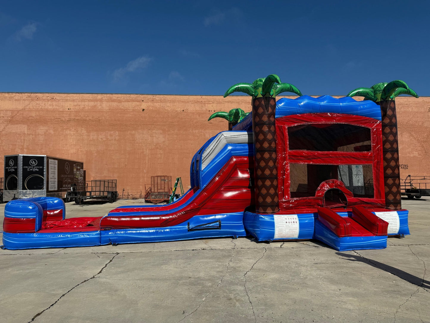 Baja Palms Dual Lane Commercial Inflatable Combo (Wet/Dry) - BounceWave Inflatable Sales