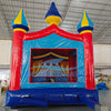 Carnival Commercial Grade Bounce House interior view displaying bright colors, mesh safety barriers, and Bounceway branding
