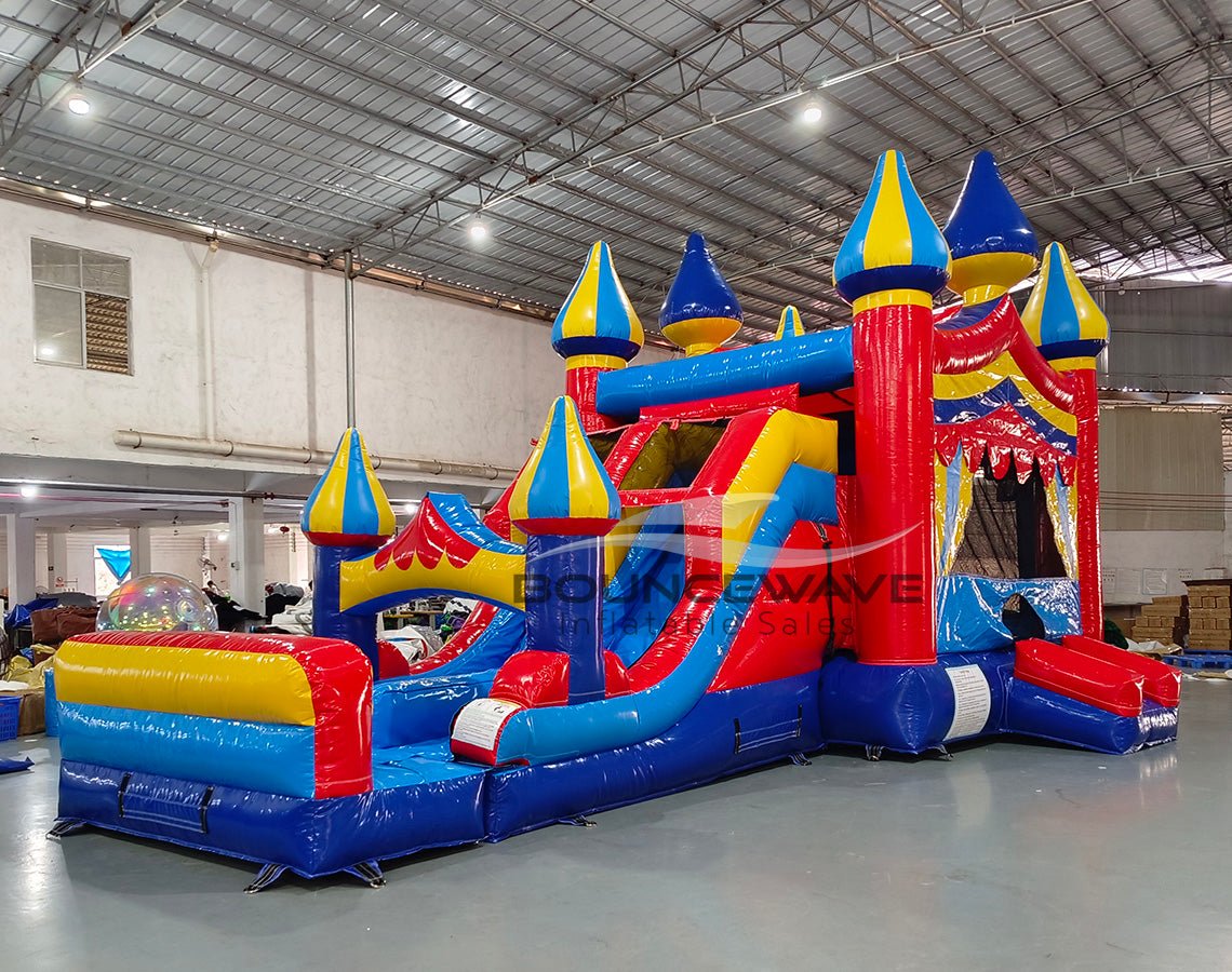 Carnival Dual Lane Commercial Inflatable Combo (Wet/Dry) - BounceWave Inflatable Sales