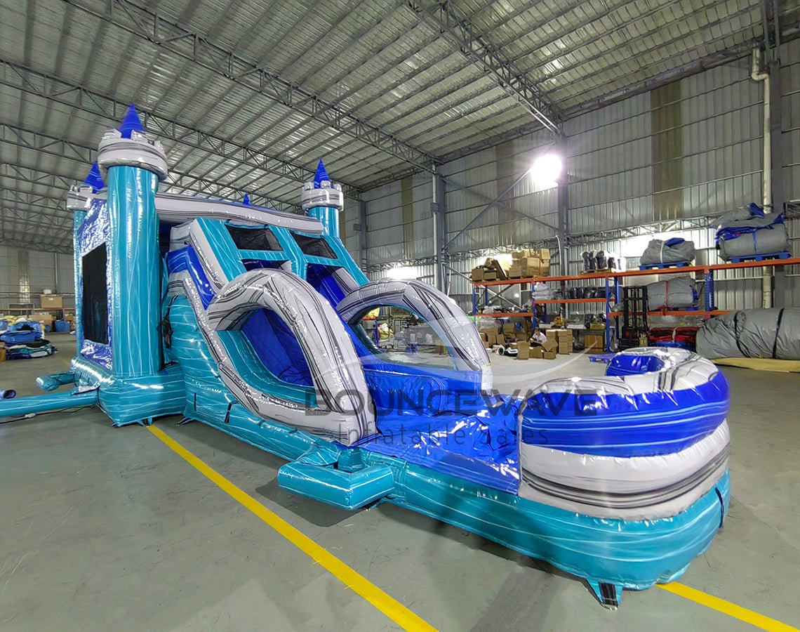 Euro Bahama Castle Dual Lane Commercial Inflatable Combo (Wet/Dry) - BounceWave Inflatable Sales