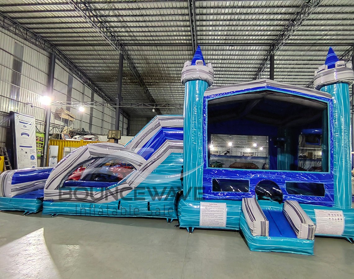 Euro Bahama Castle Dual Lane Commercial Inflatable Combo (Wet/Dry) - BounceWave Inflatable Sales