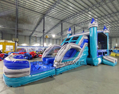 Euro Bahama Castle Dual Lane Commercial Inflatable Combo (Wet/Dry) - BounceWave Inflatable Sales