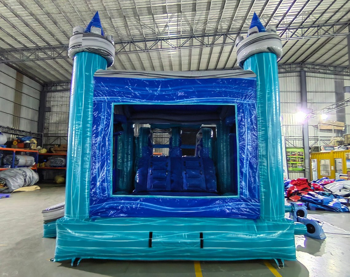 Euro Bahama Castle Dual Lane Commercial Inflatable Combo (Wet/Dry) - BounceWave Inflatable Sales