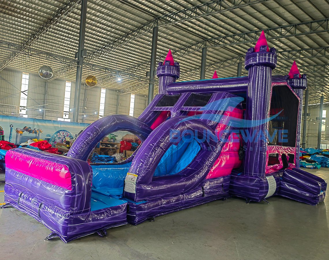 Euro Purple Palace Dual Lane Commercial Inflatable Combo (Wet/Dry) - BounceWave Inflatable Sales