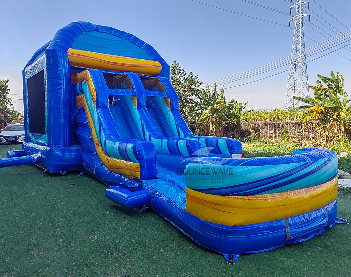 Flashpoint Mega Dome Dual Lane Commercial Inflatable Combo (Wet/Dry) - BounceWave Inflatable Sales