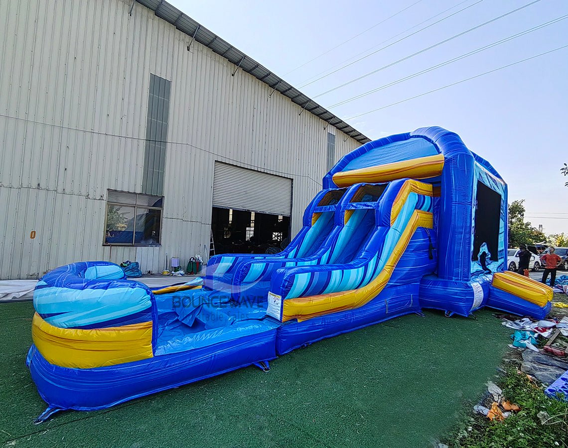 Flashpoint Mega Dome Dual Lane Commercial Inflatable Combo (Wet/Dry) - BounceWave Inflatable Sales