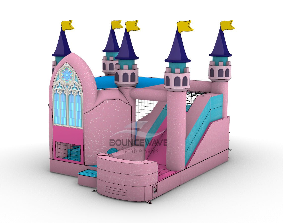 Grand Royal Castle Party Palace Commercial Inflatable Combo (Wet/Dry) - BounceWave Inflatable Sales