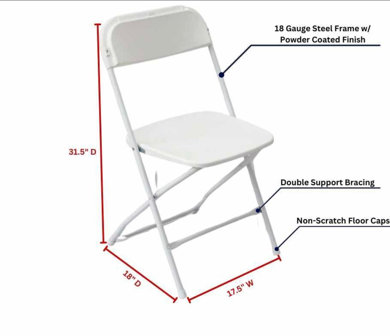 Heavy Duty White Plastic Folding Chair - BounceWave Inflatable Sales