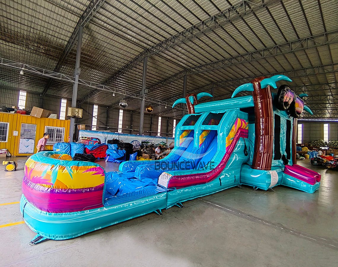 Island Flow Dual Lane Commercial Inflatable Combo (Wet/Dry) - BounceWave Inflatable Sales