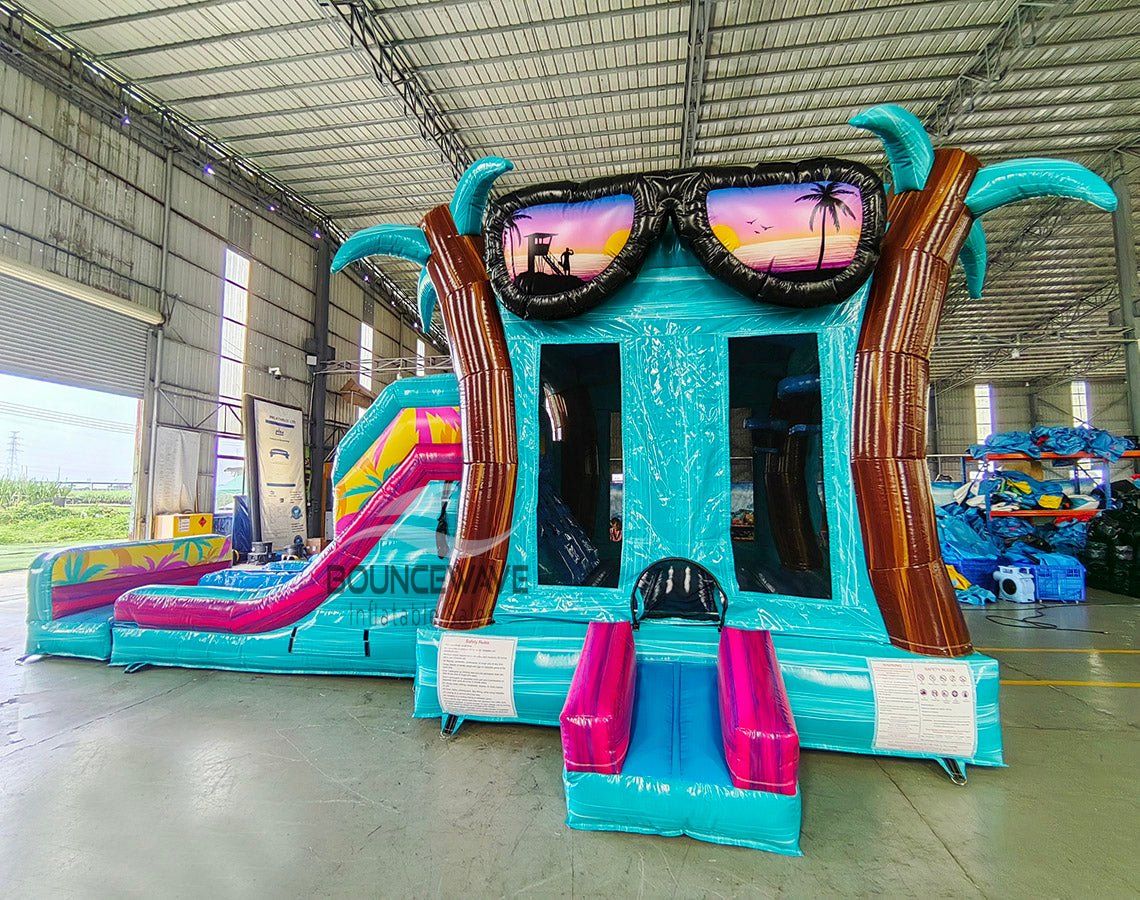 Island Flow Dual Lane Commercial Inflatable Combo (Wet/Dry) - BounceWave Inflatable Sales