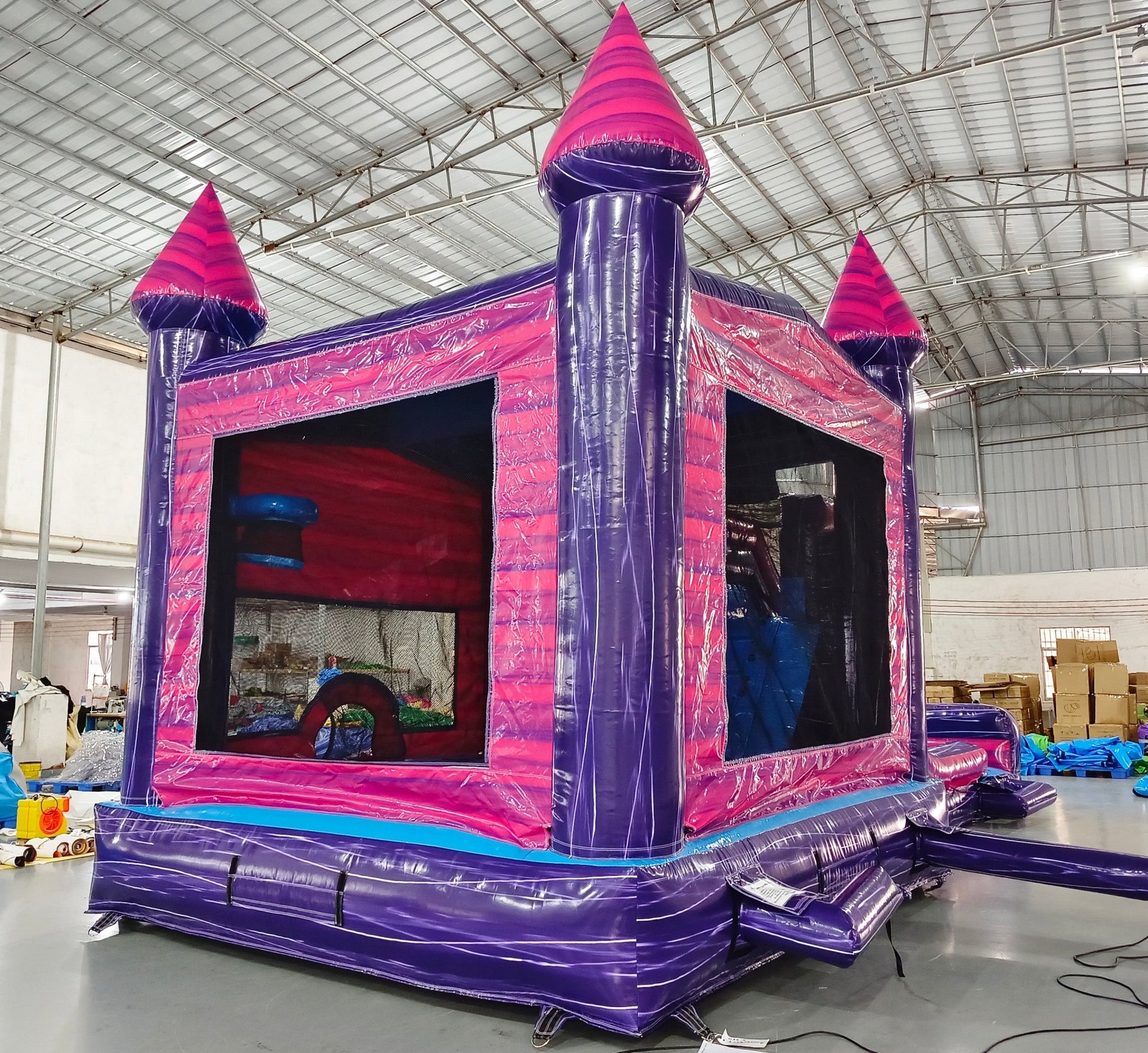 Pink & Purple Dual Lane Commercial Inflatable Panel Combo (Wet/Dry) - BounceWave Inflatable Sales