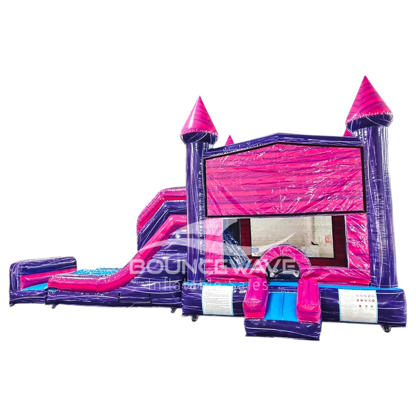 Pink & Purple Dual Lane Commercial Inflatable Panel Combo (Wet/Dry) - BounceWave Inflatable Sales