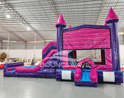 Pink & Purple Dual Lane Commercial Inflatable Panel Combo (Wet/Dry) - BounceWave Inflatable Sales