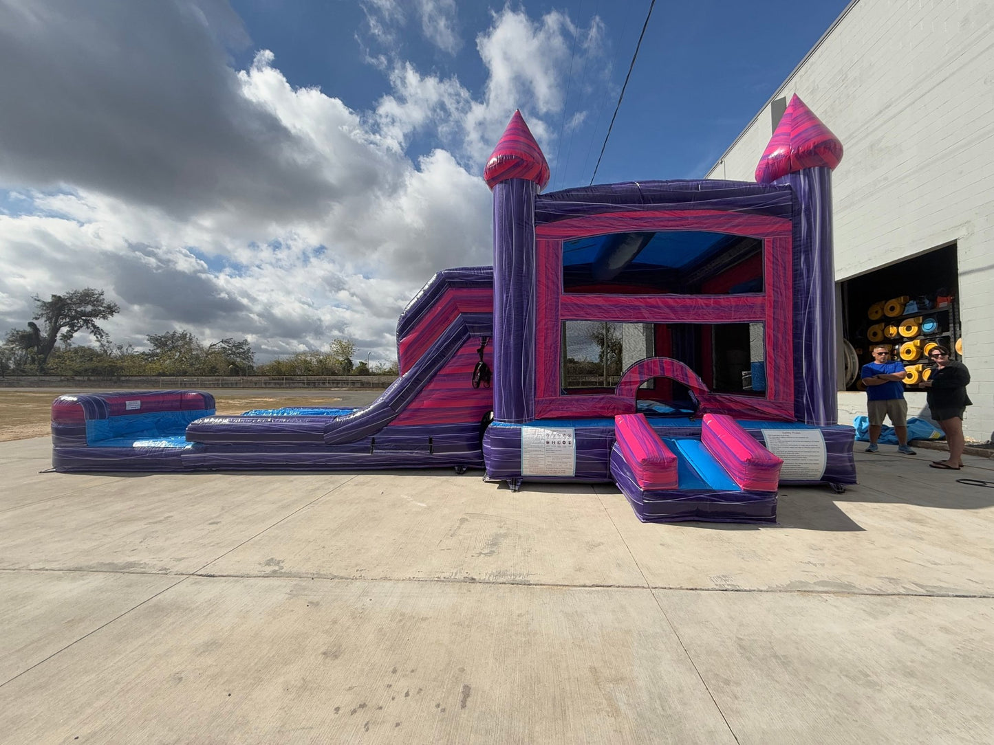 Purple Palace Splash & Save Dual Lane Inflatable Combo (Wet/Dry) - BounceWave Inflatable Sales