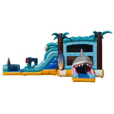 Shark Beach Dual Lane Commercial Inflatable Combo (Wet/Dry) - BounceWave Inflatable Sales