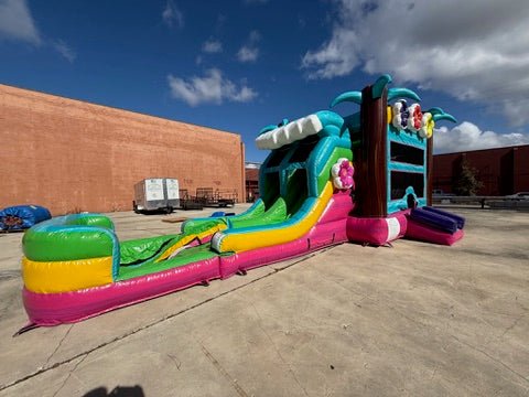 Summer Luau Dual Lane Commercial Inflatable Combo (Wet/Dry) - BounceWave Inflatable Sales