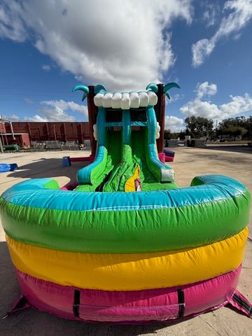 Summer Luau Dual Lane Commercial Inflatable Combo (Wet/Dry) - BounceWave Inflatable Sales