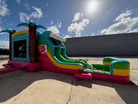 Summer Luau Dual Lane Commercial Inflatable Combo (Wet/Dry) - BounceWave Inflatable Sales