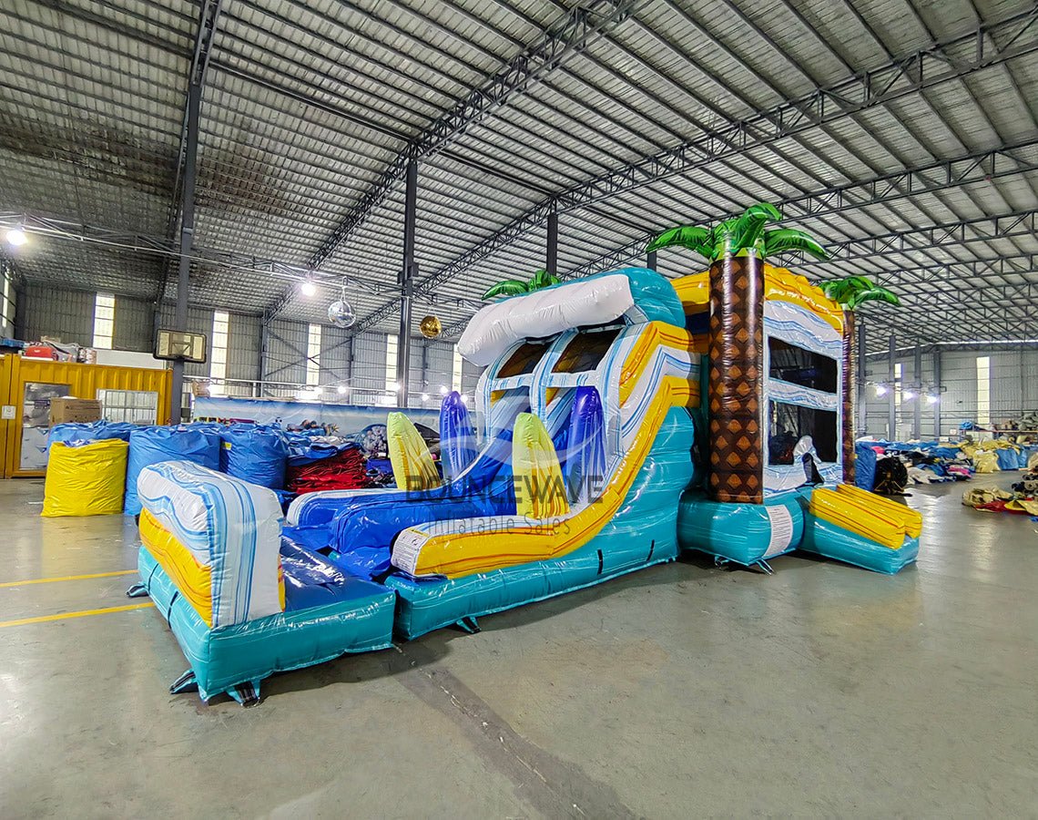 Surf's Up Dual Lane Commercial Inflatable Combo (Wet/Dry) - BounceWave Inflatable Sales