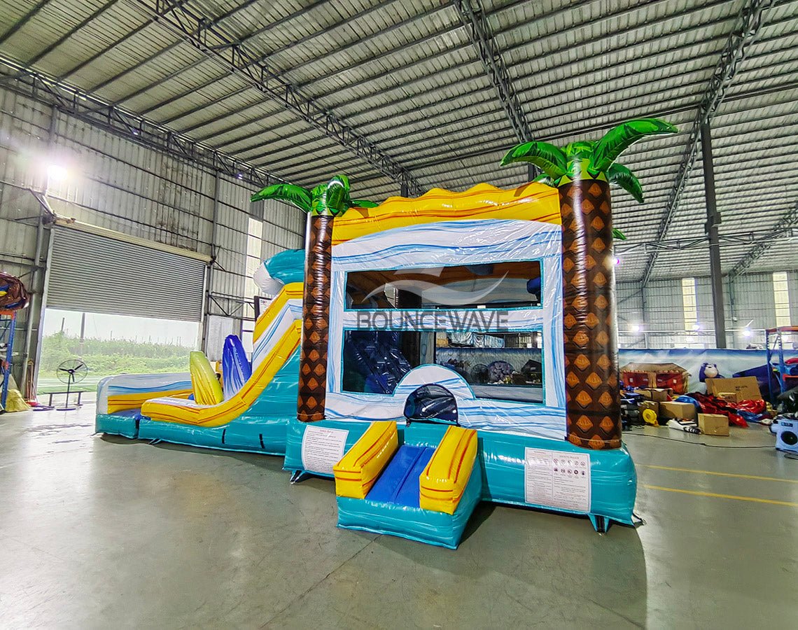 Surf's Up Dual Lane Commercial Inflatable Combo (Wet/Dry) - BounceWave Inflatable Sales