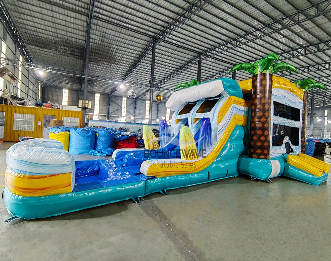 Surf's Up Dual Lane Commercial Inflatable Combo (Wet/Dry) - BounceWave Inflatable Sales