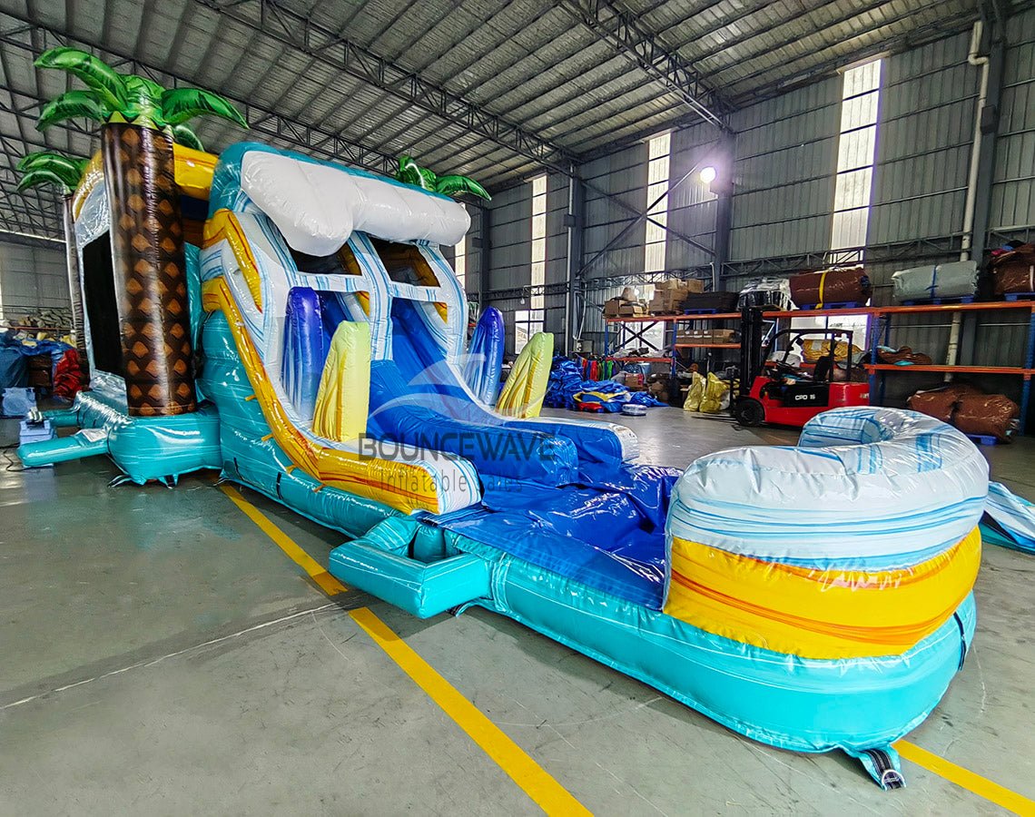 Surf's Up Dual Lane Commercial Inflatable Combo (Wet/Dry) - BounceWave Inflatable Sales