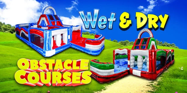 Wet and dry obstacle courses for sale from Bouncewave