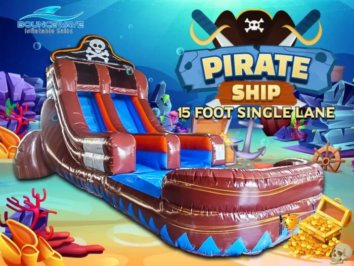 15' Pirate Ship Single Lane Water Slide For Sale