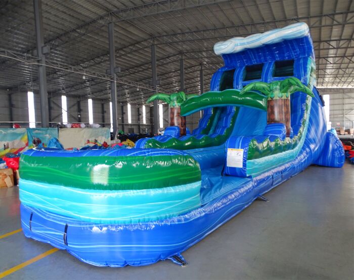 18ft trop wave with new teal marble and white blue marble on wave 2023030918 2 » BounceWave Inflatable Sales