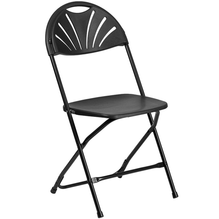 Commercial Black Fanback Folding Chair For Sale