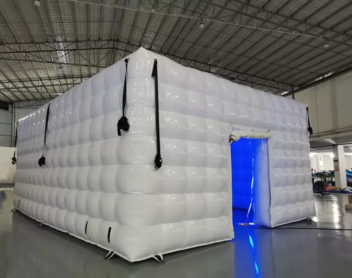 vinyl inflatable cube tent all white with LED lights 2023030657 3 Joey Roberts » BounceWave Inflatable Sales