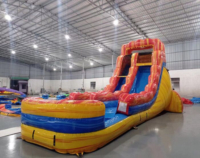 17ft Fiesta Fire with orange marble on top of rails instead of fire print 2022022186 2 Eliezer Farinacci » BounceWave Inflatable Sales