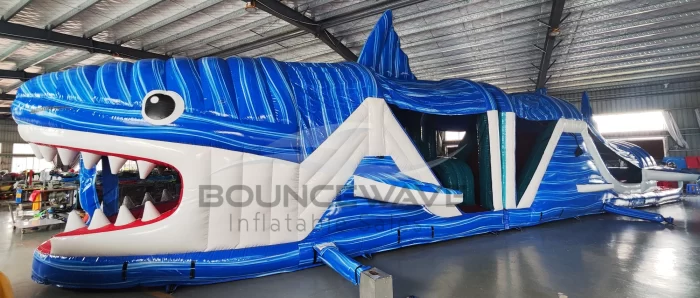 65ft shark obstacle with inflated pool Eli Benatar 2024030119 2 Photoroom » BounceWave Inflatable Sales
